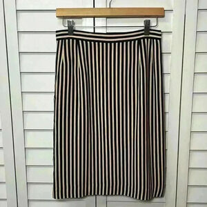 Salvatore Ferragamo Striped Pencil Skirt Size 8 Black & Beige